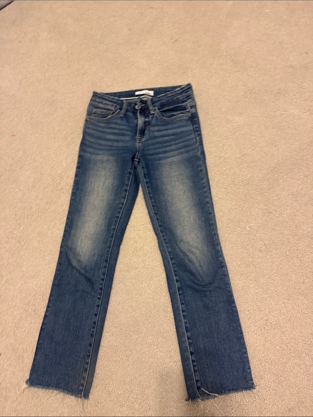Women’s Vervet Blue Straight-Leg Jeans with raw hem